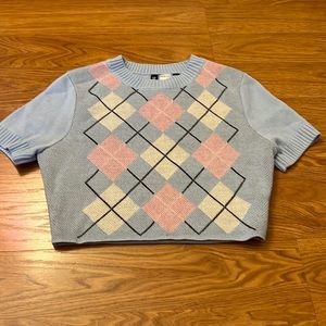 H&M blue cropped sweater top size S